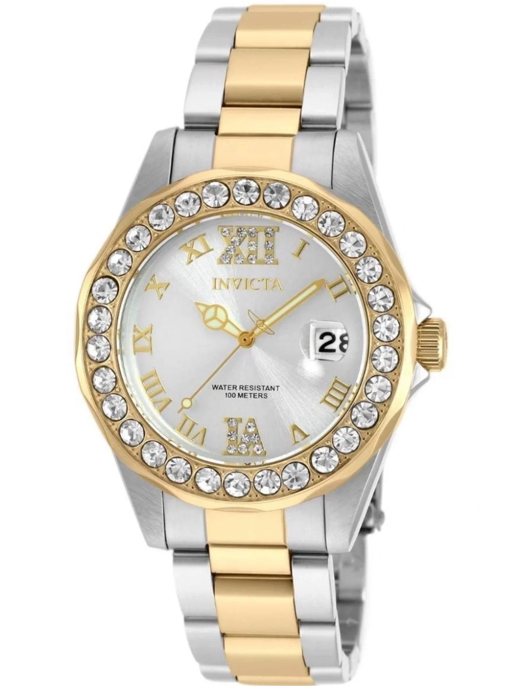 NEW Invicta Pro Diver Women's Watch - 38mm, Steel/Gold. Crystal Bezel.